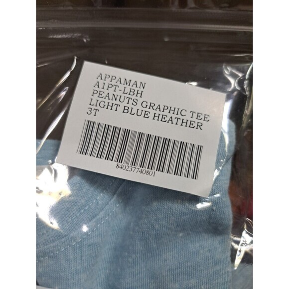 Appaman KIDS' X PEANUTS® LONG SLEEVE COTTON GRAPHIC TEE IN LIGHT BLUE HEATHER 3T - Picture 3 of 4